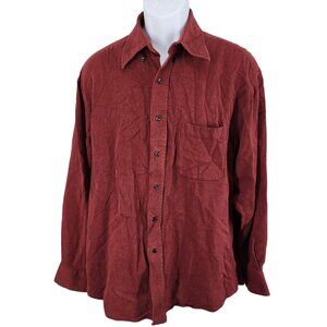 Men's Studio Bill Blass Pocket Button Down Shirt Large Red Ribbed Cotton Blend